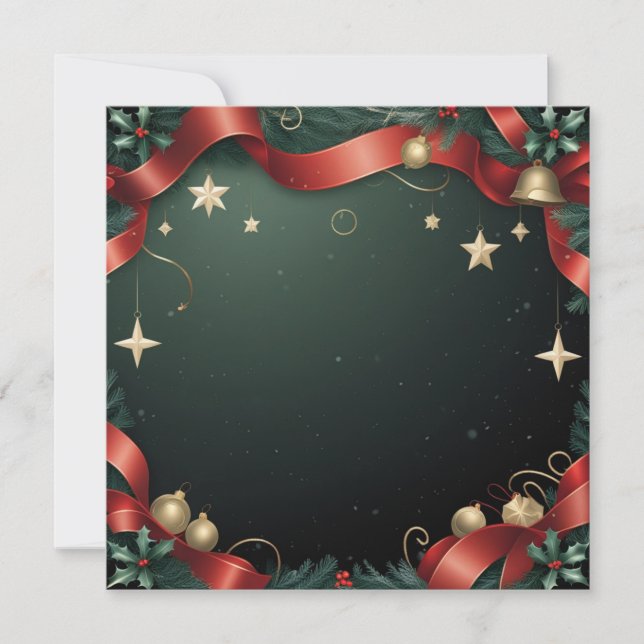 Tarjeta Elegant Christmas Frame Background with Gold Stars (Anverso)