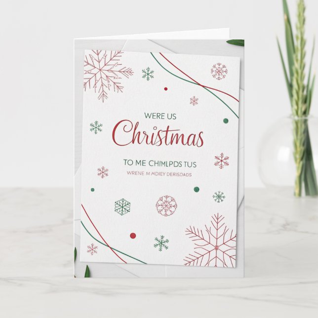 Tarjeta Elegant Christmas Greeting Cards – Red & Green Hol (Anverso)