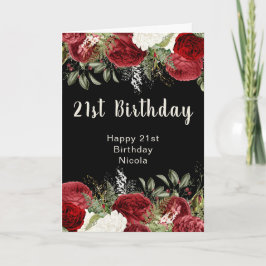 Tarjeta Elegant Christmas Red Flowers Birthday Party 