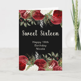 Tarjeta Elegant Christmas Red Flowers Sweet Sixteen
