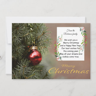 Tarjeta Elegant Christmas Tree Card With Modern Ornaments