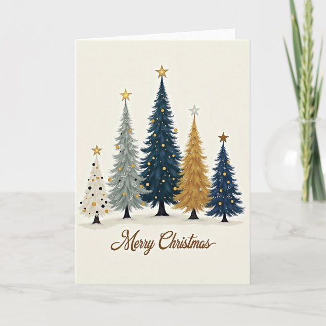 Tarjeta Elegant Christmas Trees Greeting Card (Anverso)