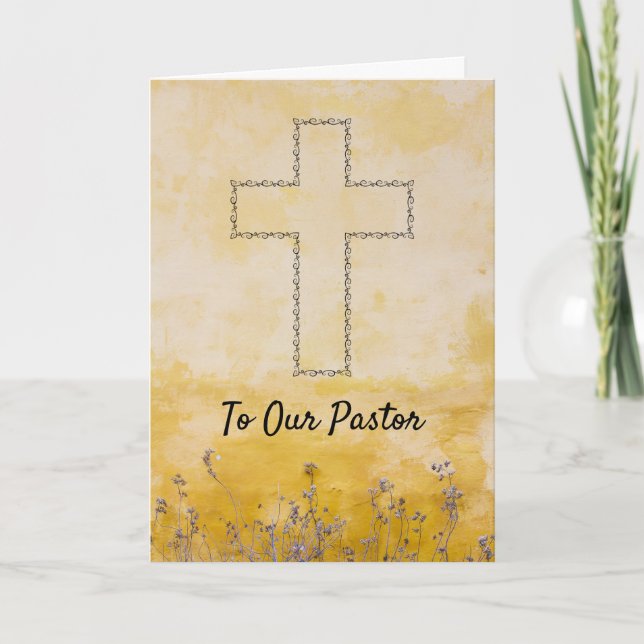 Tarjeta Elegant Cross & Gold Pastor Appreciation Card (Anverso)