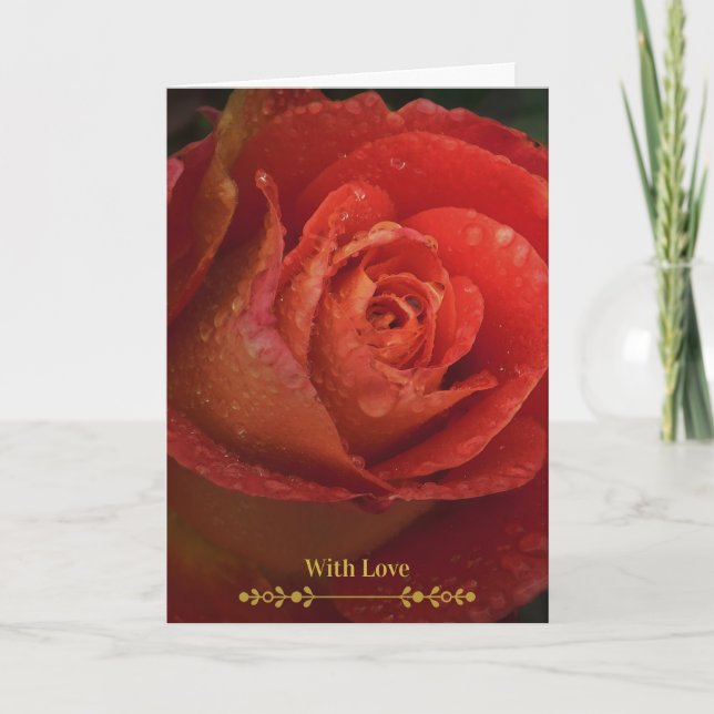 Tarjeta Elegant Dark Red Rose Botanical Folded Card (Anverso)