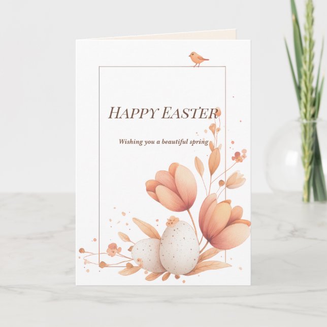 Tarjeta Elegant Easter Greeting Card with Floral Frame (Anverso)