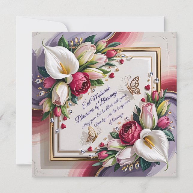 Tarjeta Elegant Eid Al Adha Greeting Card with White Calla (Anverso)