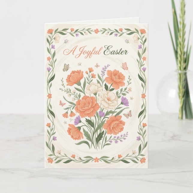 Tarjeta Elegant Floral Easter Blessings Brunch Invitation  (Anverso)