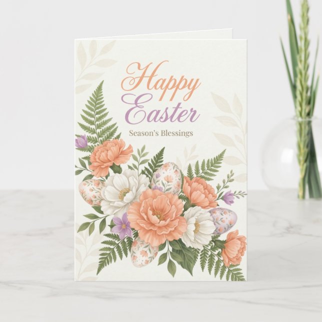 Tarjeta Elegant Floral Easter Blessings Brunch Invitation  (Anverso)