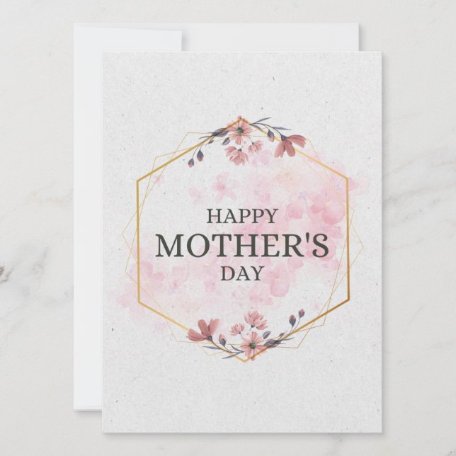 Tarjeta Elegant Floral Happy Mother’s Day Watercolor (Anverso)