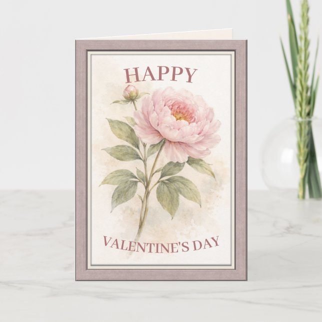Tarjeta Elegant Floral Happy Valentine’s Day Card (Anverso)