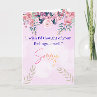 Tarjeta Elegant Floral Sorry Greeting Card with Heartfelt 