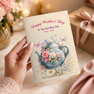 Tarjeta Elegant Floral Teapot Mother’s Day Card 