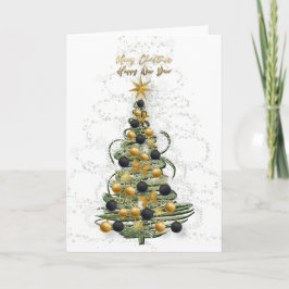 Tarjeta Elegant Gold Christmas tree ,Folded Holiday Card