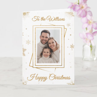 Tarjeta Elegant Gold Family Frame Photo Christmas Card