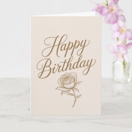 Tarjeta Elegant Gold Script Minimalist Birthday Card