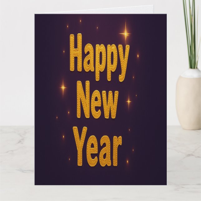 Tarjeta Elegant Gold Stitched Typography Classy Party (Anverso)