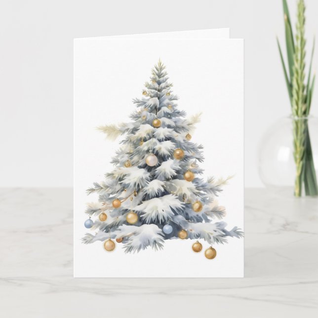 Tarjeta Elegant Gold & White Christmas Tree Greeting Card  (Anverso)