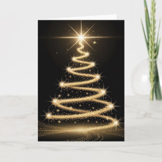Tarjeta Elegant Golden Sparkle Christmas Tree