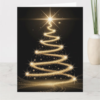 Tarjeta Elegant Golden Sparkle Christmas Tree