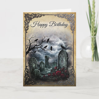 Tarjeta Elegant Gothic Midnight Raven Graveyard Gathering