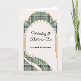 Tarjeta Elegant Green Tartan Art Deco Bridal Shower