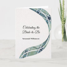 Elegant Green Tartan Curved Minimal Bridal Shower
