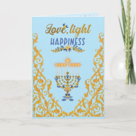 Tarjeta Elegant Light Blue Hanukkah