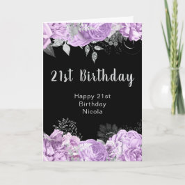 Tarjeta Elegant Lilac and Silver Flowers Birthday Party