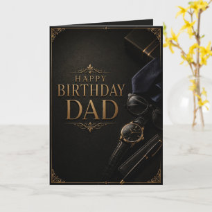 Tarjeta Elegant Luxury Black & Gold Birthday Card for Dad