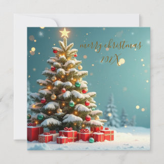 Tarjeta Elegant Merry Christmas Flat Card | Minimal Gold