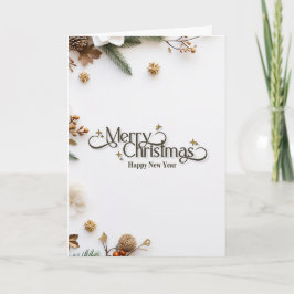 Tarjeta Elegant Minimalist Gold 'Merry Christmas' Holiday