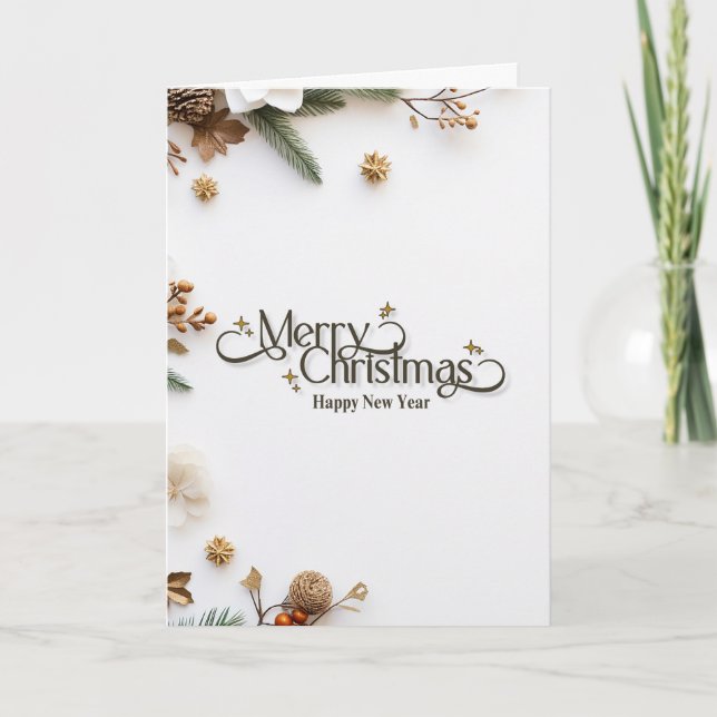 Tarjeta Elegant Minimalist Gold 'Merry Christmas' Holiday  (Anverso)