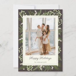 Tarjeta Elegant Mocha Botanical | Mocha Holiday Greeting