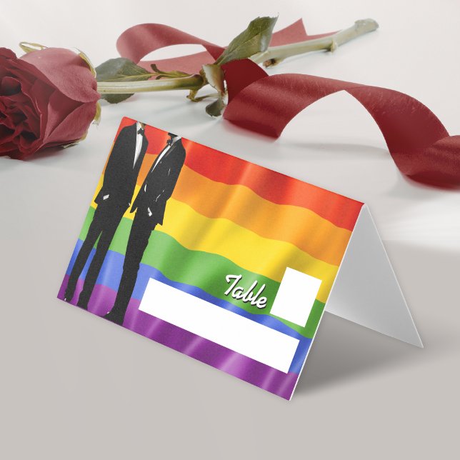 Tarjeta Elegant Modern Gay Men Wedding Rainbow Place Cards (Subido por el creador)