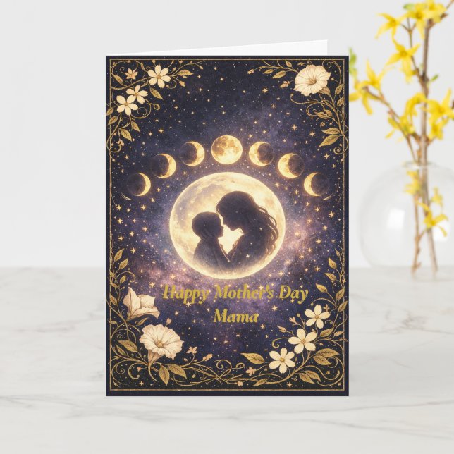 Tarjeta Elegant Moon Phase Mother’s Day Card for Mama (flor amarilla)