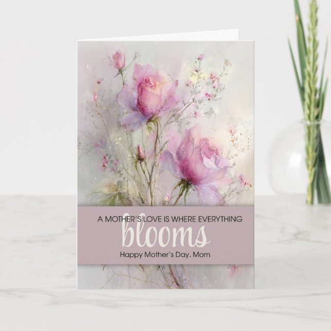 Tarjeta Elegant Mother's Day Classic Pink Rose Watercolor (Anverso)