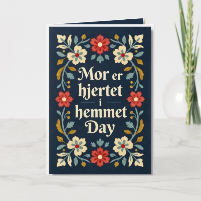 Tarjeta Elegant Norwegian Rosemaling Mother’s Day (Anverso)