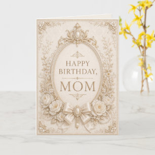Tarjeta Elegant Pearl & Gold Birthday Card for Mom