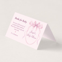 Tarjeta Elegant Pink Bow Theme Books for Baby Card