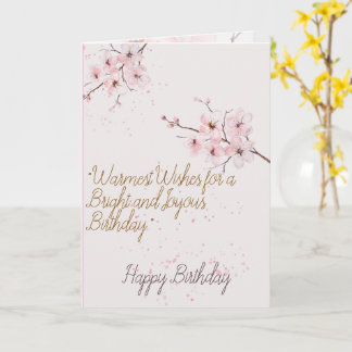 Tarjeta 	Elegant Pink Cherry Blossom Floral Happy Birthday
