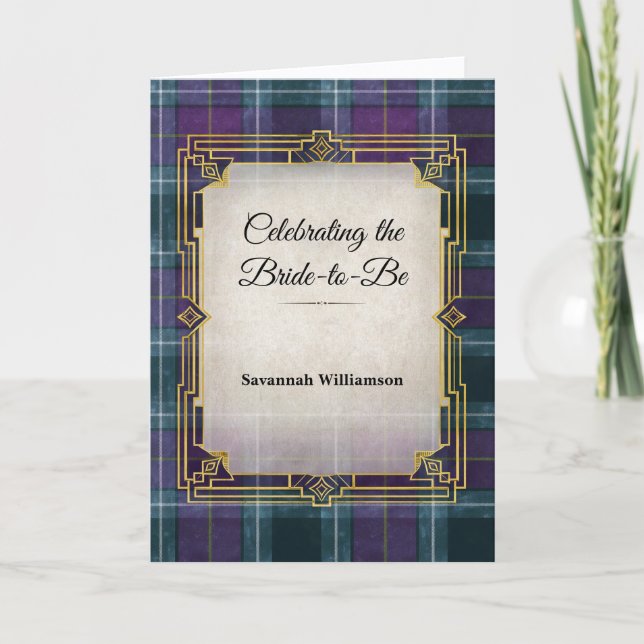 Tarjeta Elegant Plaid Art Deco Bridal Shower (Anverso)