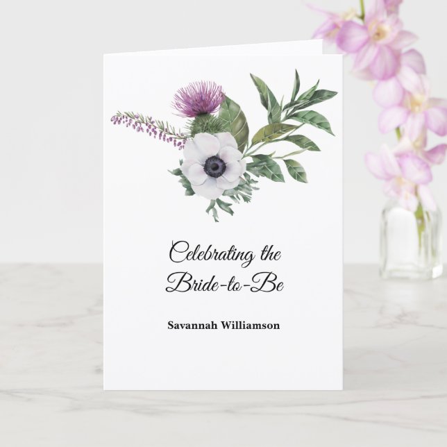 Tarjeta Elegant Purple Thistle Floral Bridal Shower (Orquídea)