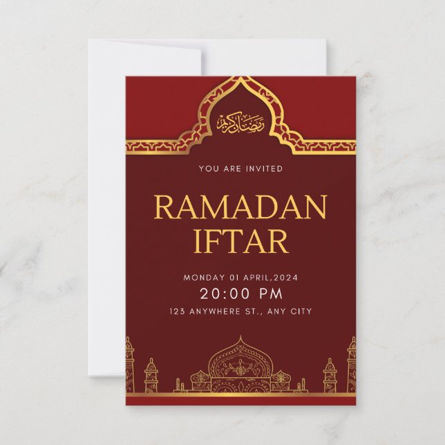 Tarjeta Elegant Ramadan Iftar Invitation | Modern Islamic  (Anverso)