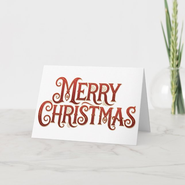 Tarjeta Elegant Red and Gold Glitter Merry Christmas (Anverso)