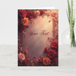 Tarjeta Elegant Red and Pink Wedding Roses