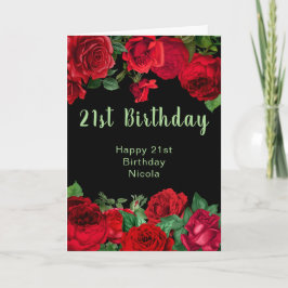 Tarjeta Elegant Red Roses Flowers Birthday Party 