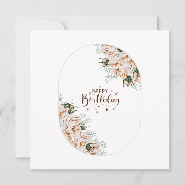 Tarjeta Elegant Roses Watercolor Floral  Birthday Card  (Anverso)