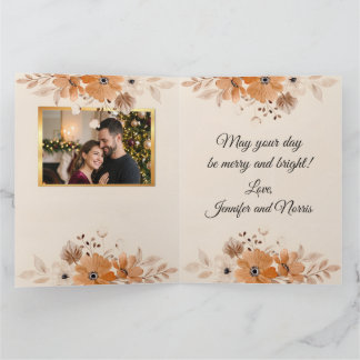 Tarjeta Elegant Rustic Boho Floral Christmas Card