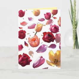 Tarjeta Elegant Scattered Floral Petal Modern Art Greeting