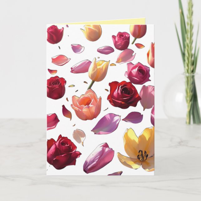 Tarjeta Elegant Scattered Floral Petal Modern Art Greeting (Anverso)